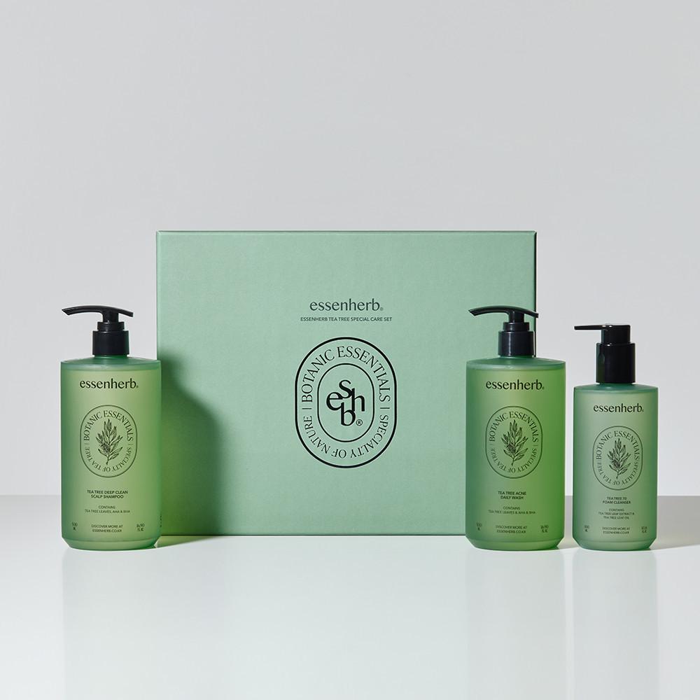 에센허브 티트리 스페셜케어 3종 선물세트 (데일리워시+스칼프샴푸+폼클렌저+BOX)