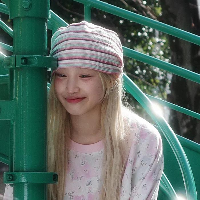 Stripe Band Beanie (pink/ivory)