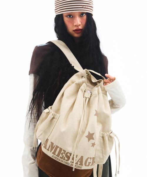 COTTON CASUAL BACKPACK BEIGE