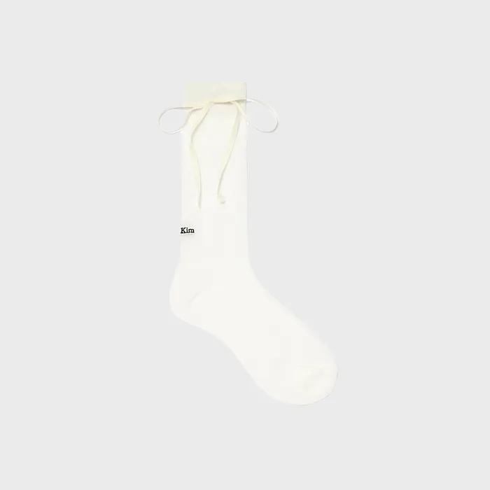 RIBBON POINT CREW SOCKS IN WHITE