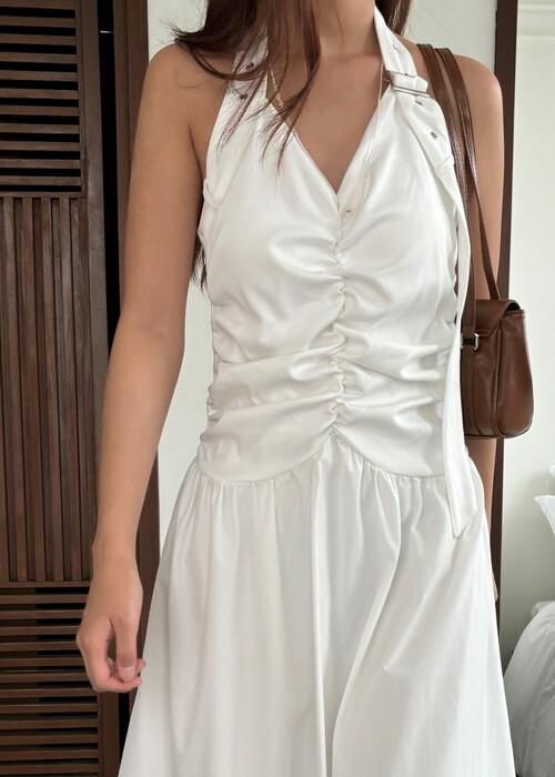 halterneck belt dress