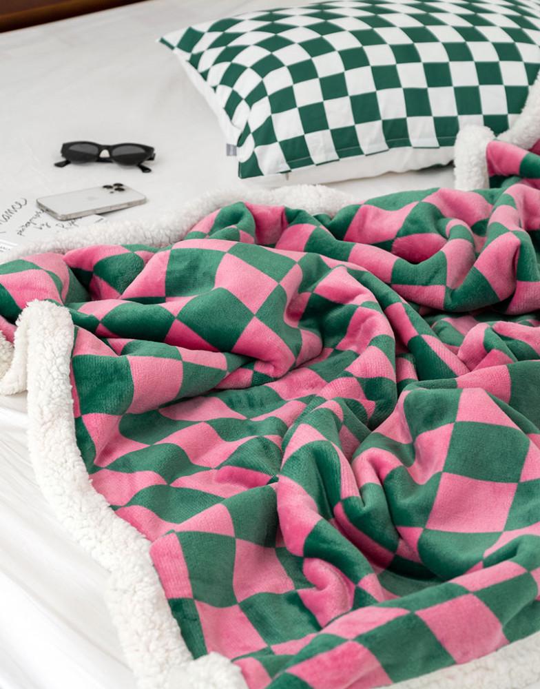 [담요가방] 믹스앤매치 체커보드 극세사 밍크 양털 담요 3size 2colors