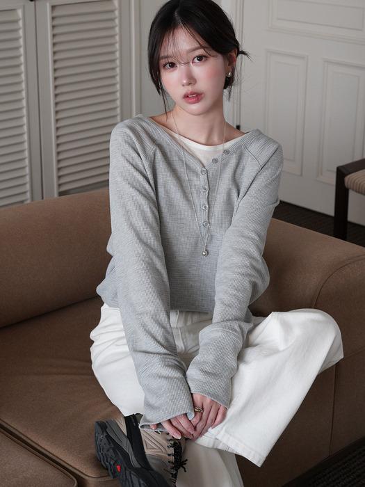 마그넷 버튼 와플 티셔츠 [3COLORS]