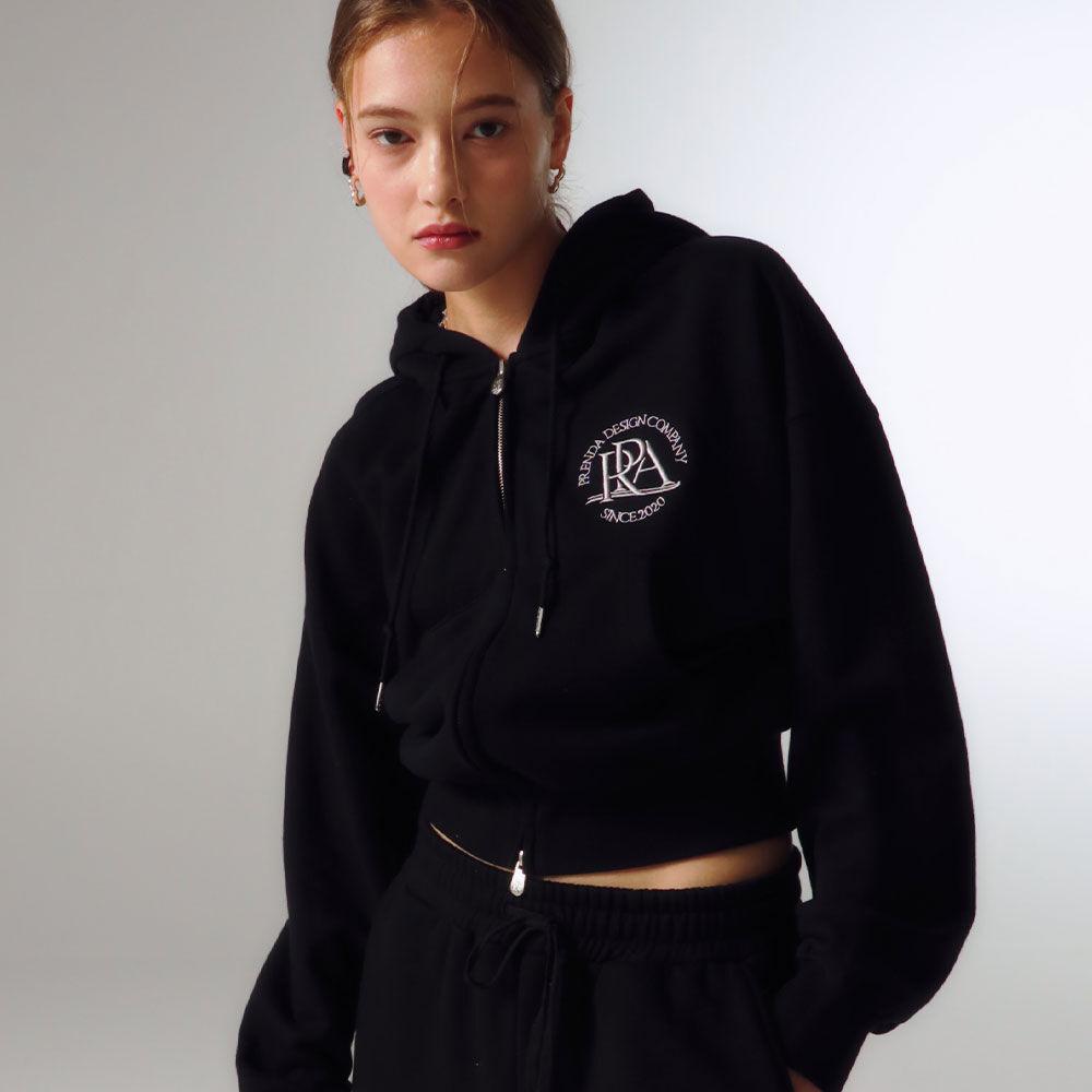 MAIN LOGO CROPPED HOOD ZIP-UP BLACK