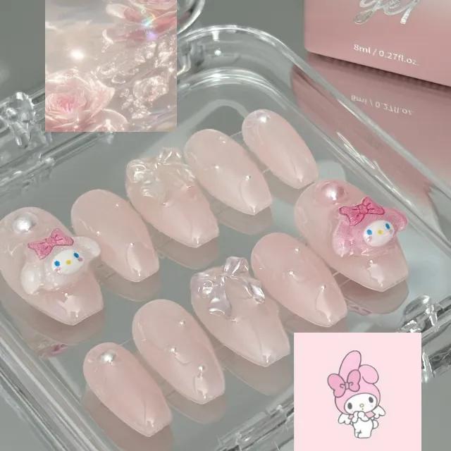 🐰신상할인🐰 마이멜로디 산리오 토끼 진주 리본 수제네일팁