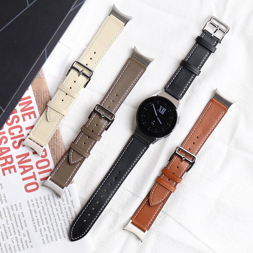 갤럭시워치5 갤럭시워치4 소 가죽 스트랩 메탈러그 커브형