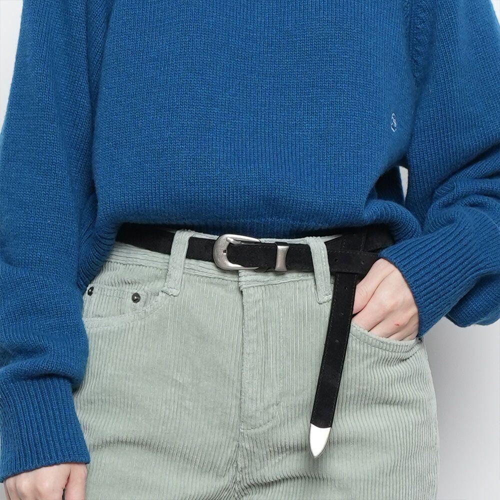 우먼 클래식 포멀 스웨이드 벨트 블랙