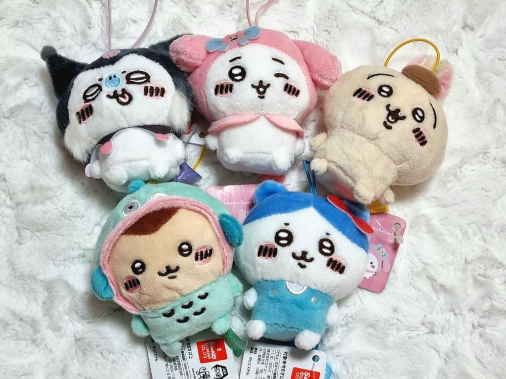 치이카와 산리오 마스코트 콜라보 봉제 인형 하치와레 우사기 모몬가 쿠로미 한교동 키티 푸린