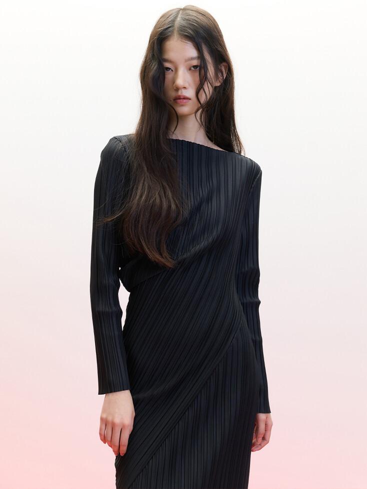 [6차 리오더][아뜰리에] 액시스 플리티드 드레스_블랙