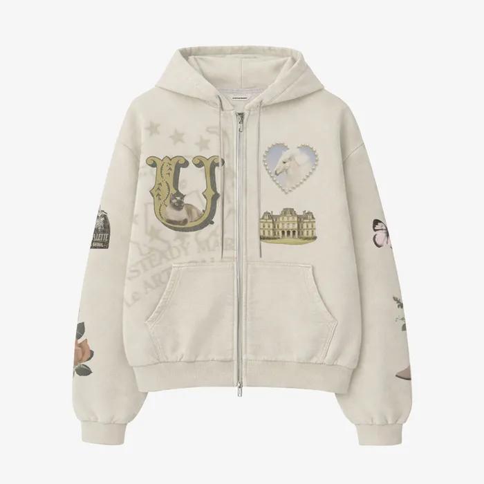 Souvenir Zip up Hoodie_Sand Beige