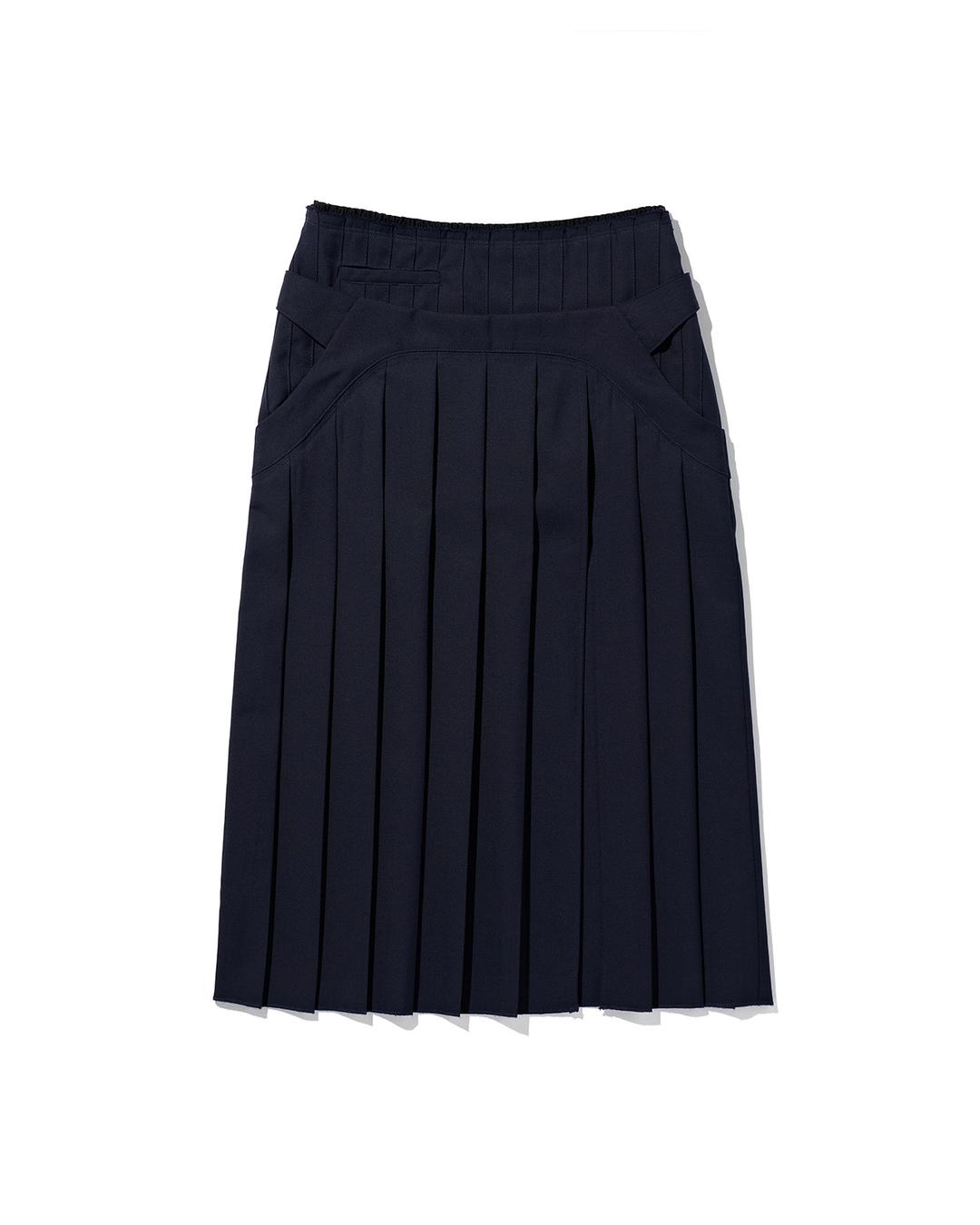 LAYERED PLEATED MAXI SKIRT_DEEP NAVY