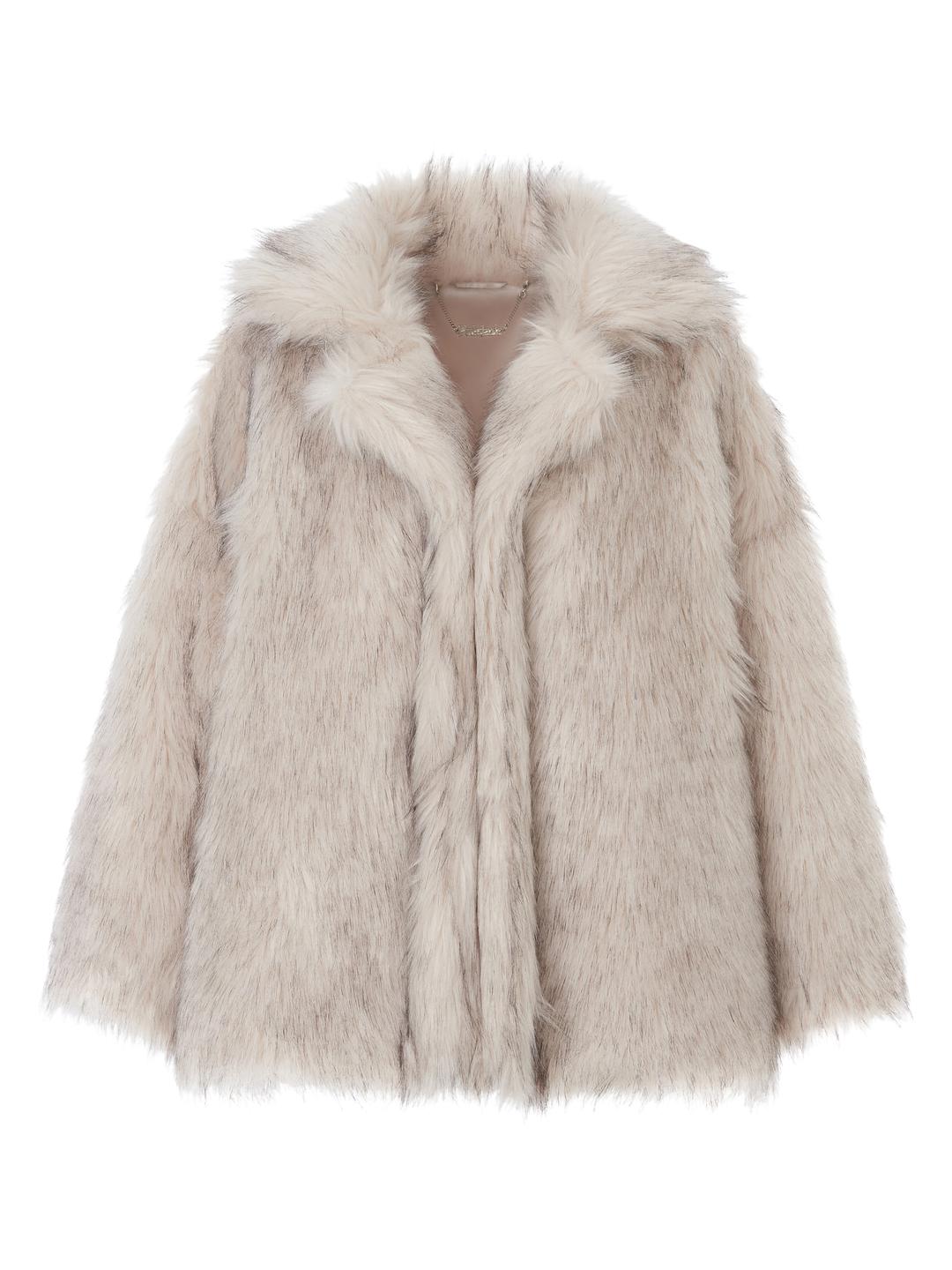 Overfit Fur Jacket In Ivory
