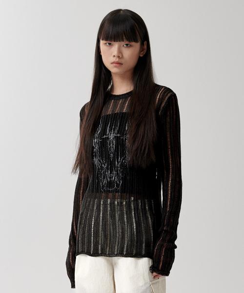 TATTOO CROCHET KNIT BLACK(MG2FMFK615A)