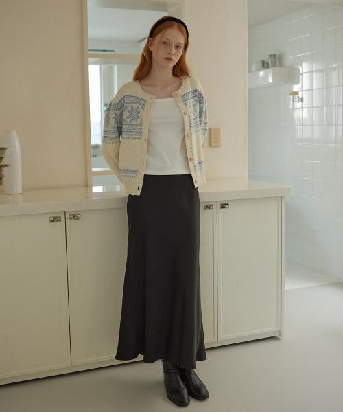 SATIN LONG SKIRT_BLACK