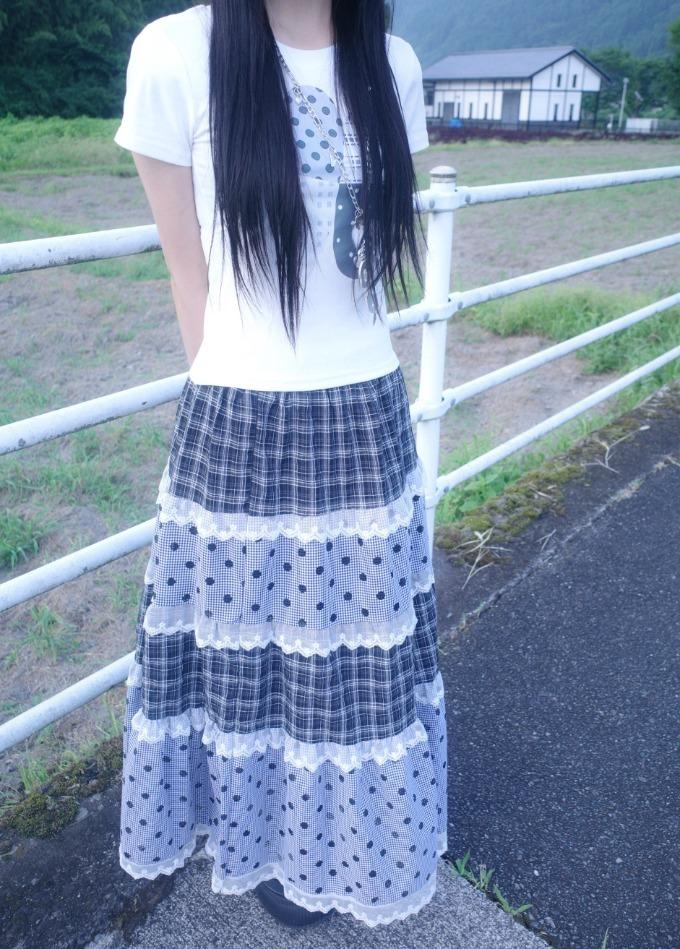 vintage check long sk