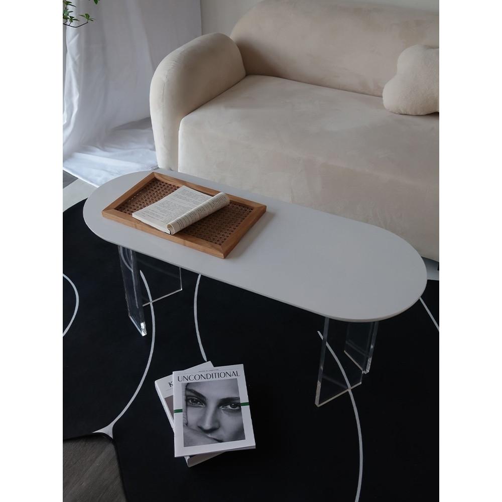 아크릴 다리 높은 쇼파테이블 모던 원형 거실 소파 수입 화이트 티테이블