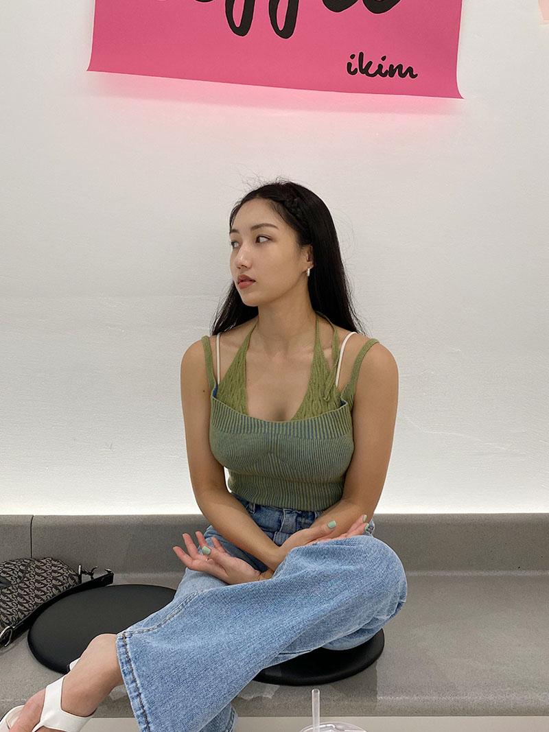 레이어드 홀터 니트 나시 (1col)