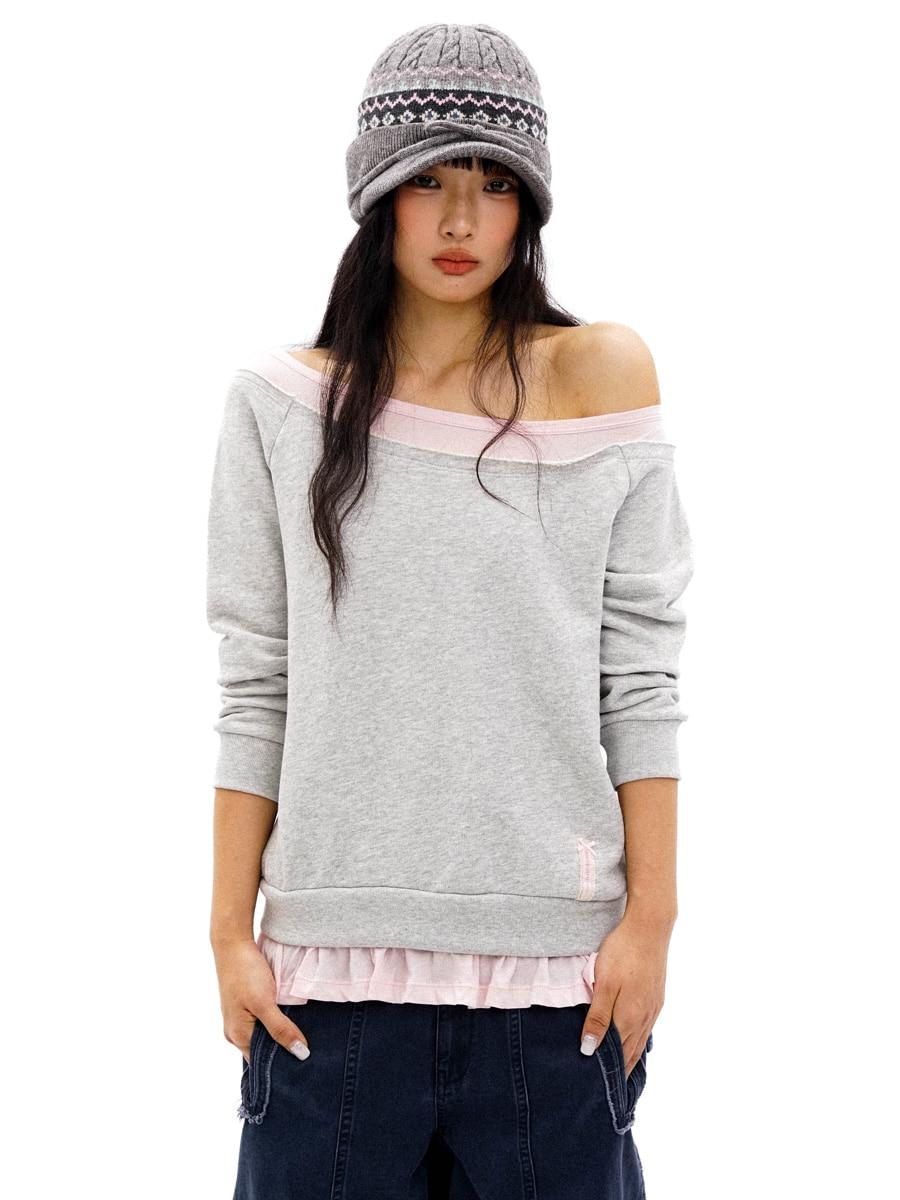 MOROMORO2 Layered Comfort Frill Sweat Top (2color)