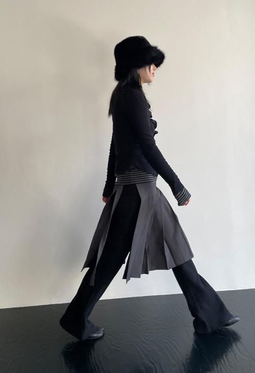 어나더랭귀지 pleats slit wrap skirt