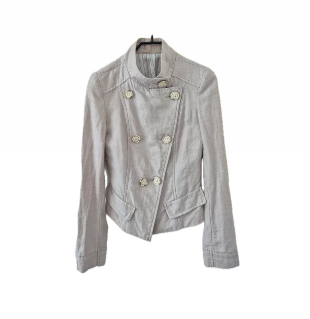 아이보리 나폴레옹 더블버튼 하이넥 자켓 | 후루츠패밀리