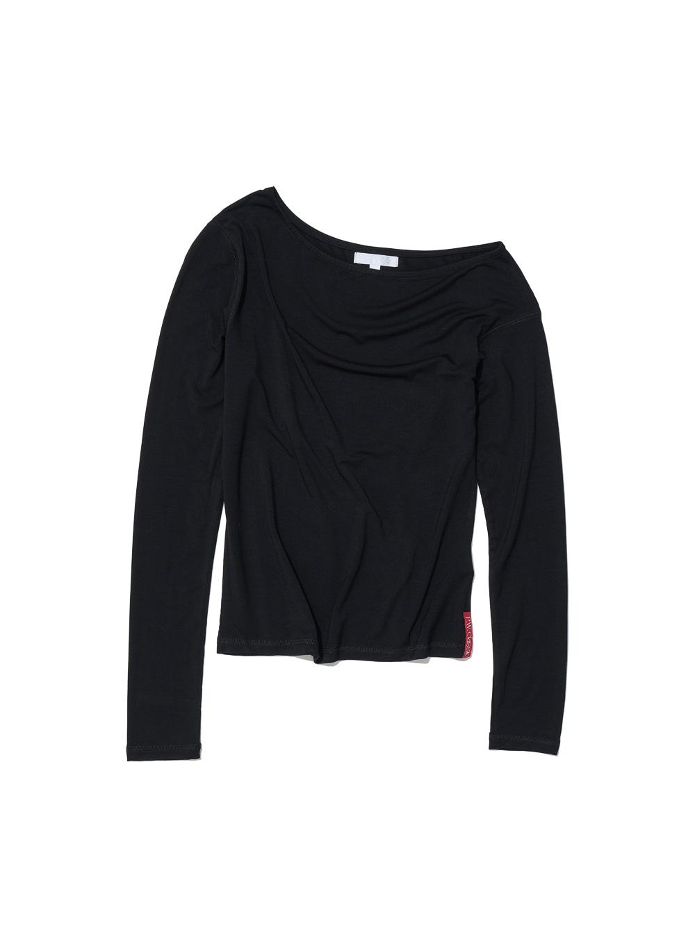 [WOMEN] PWC UNBALANCED JERSEY SLEEVE TOP_BLACK