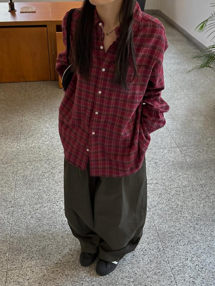 피치기모 체크셔츠