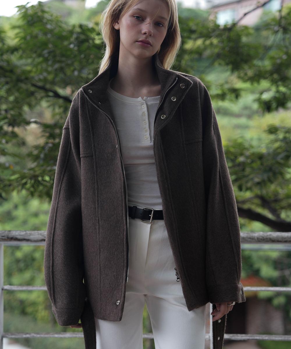 Belted Wool Half Jacket [Brown]
