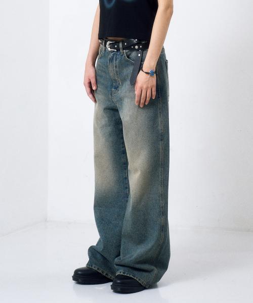 Needlework Denim Pants (Sand Blue)