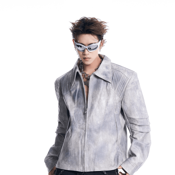 3D Split Deconstruction Leather Jacket (2color)*