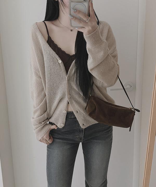 #14224 [모델소장/울15%] 내추럴 알파카 브이넥 라이트 긴팔 니트 가디건 : 3color