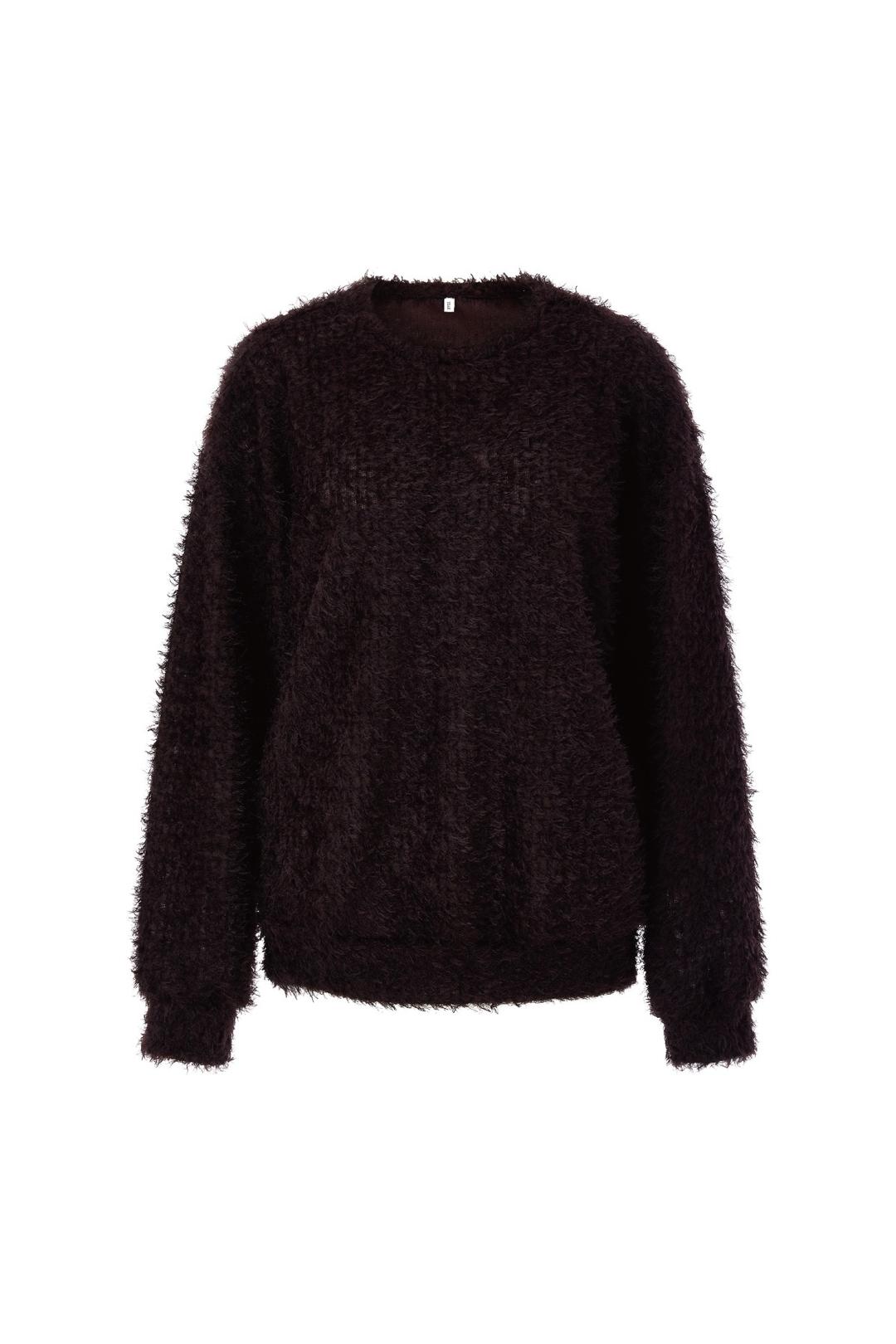 BOUCLE KNIT SWEATSHIRT (MAROON)