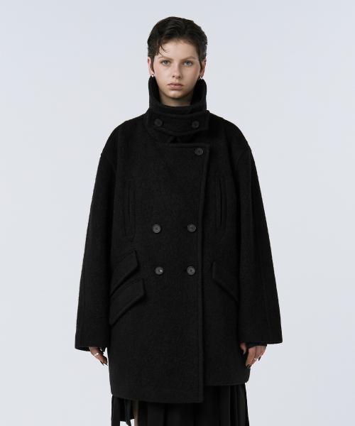 Hairy Double Half Coat [ Black ]