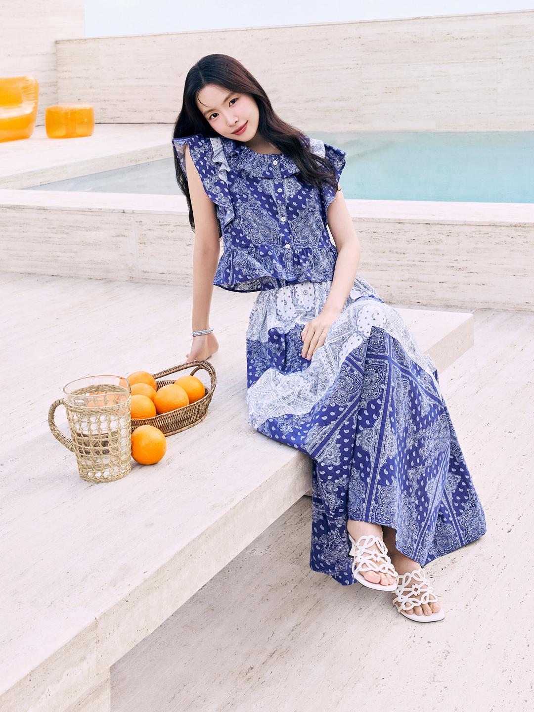 JJ지고트 페이즐리 티어드 스커트 (PRINT BLUE) GR6A0SKR11