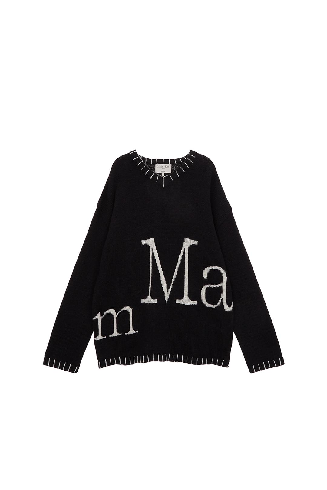 MATIN BIG LOGO STITCH KNIT PULLOVER IN BLACK