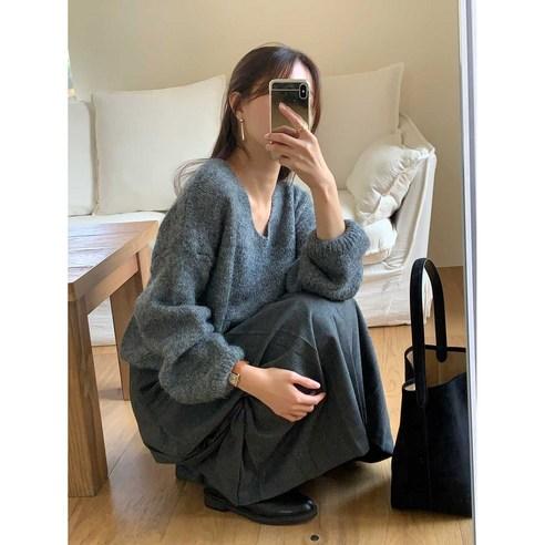 누벨 하객룩 브이넥 니트 (5color) / 니트 루즈핏니트 가을니트 겨울니트 헤어니트 앙고라니트 하객룩니트 - 스웨터/니트 | 쿠팡