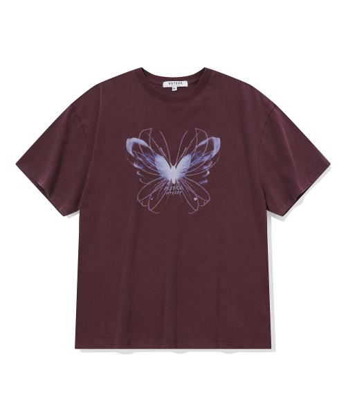 오브에 엑스레이 버터플라이 피그먼트 티셔츠 (BURGUNDY)