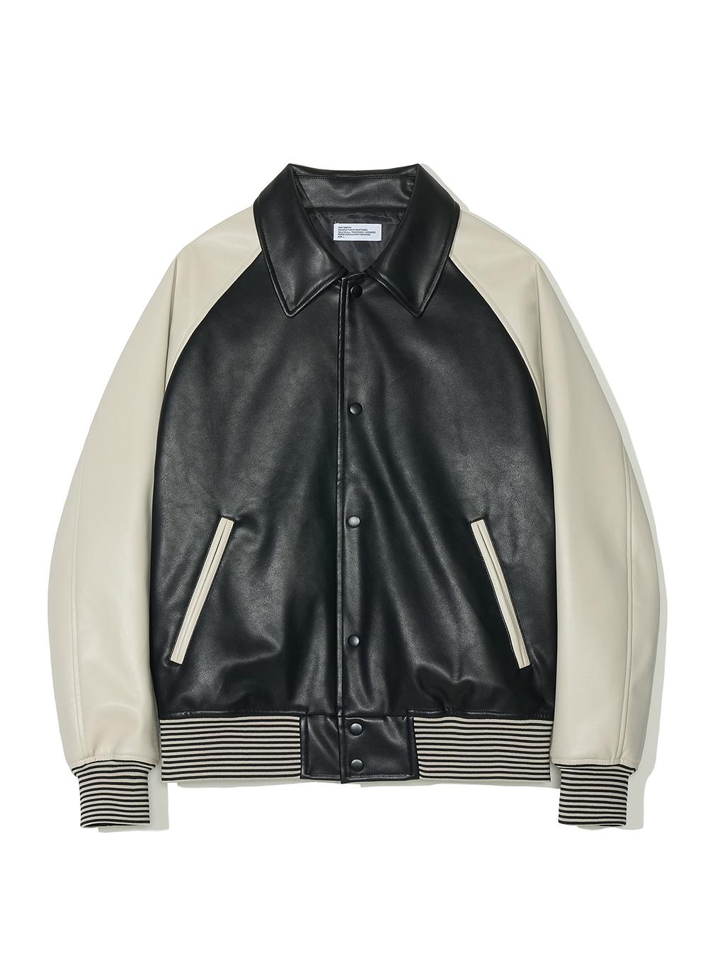 [Vegan Leather] Raglan Varsity Jacket