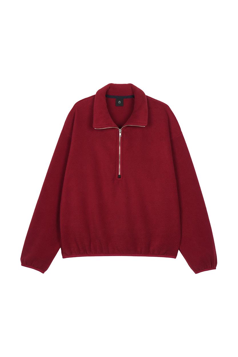 Fleece half-zip pullover, red