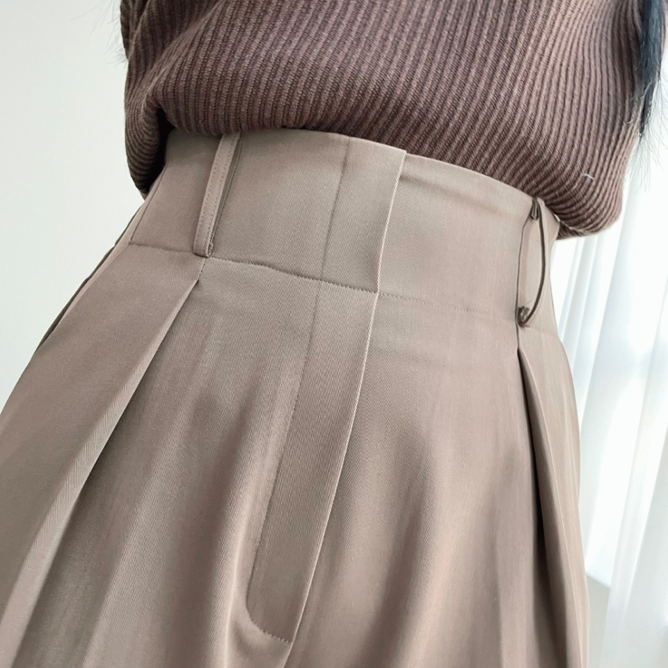 뱃살삭제!! ♥자체제작♥ 024 베스트 하이웨스트 핀턱 롱 와이드슬랙스 (옆지퍼+밴딩)