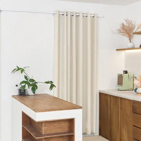 까사마루 방한 방풍 중문 무타공 암막커튼 + 압축봉 세트 - 커튼세트 | 쿠팡