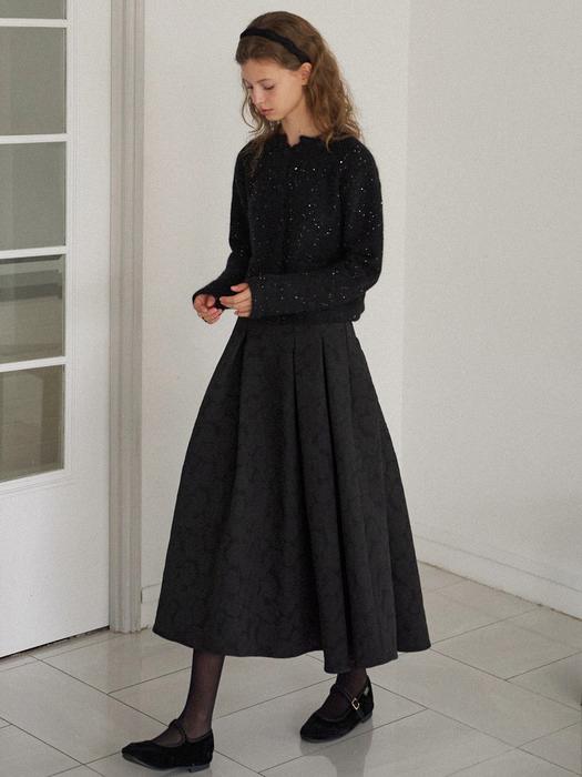 Jenny Jaquard Flared Skirt [Black]