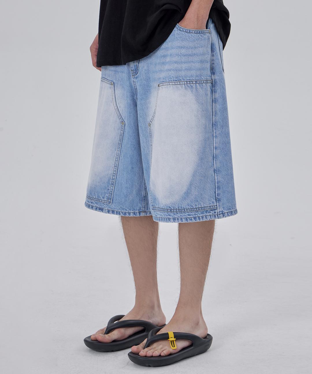 버뮤다 워크웨어 카펜터 데님 팬츠 쇼츠 나폴리 빈티지 라이트 인디고