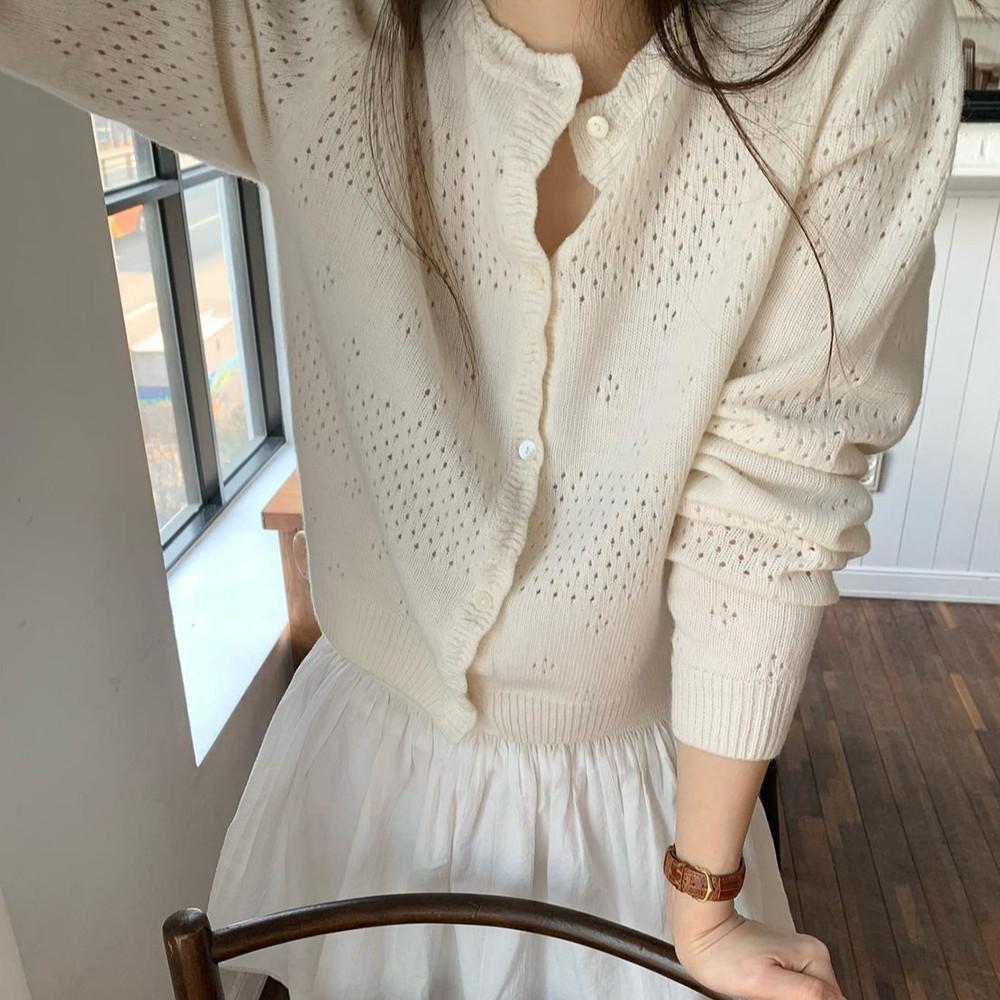 [플레인에떼]스카시 펀칭 가디건 (3 color)