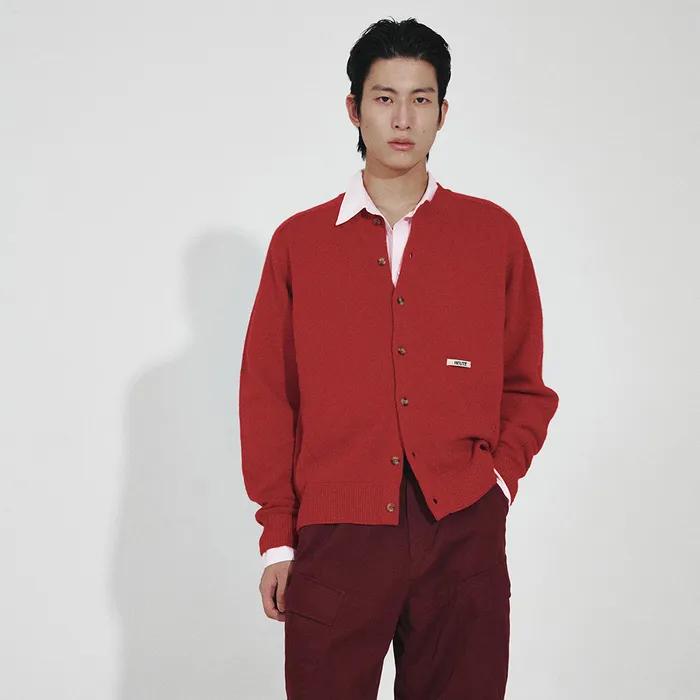 RONAN WOOL CROP KNIT CARDIGAN (RED)