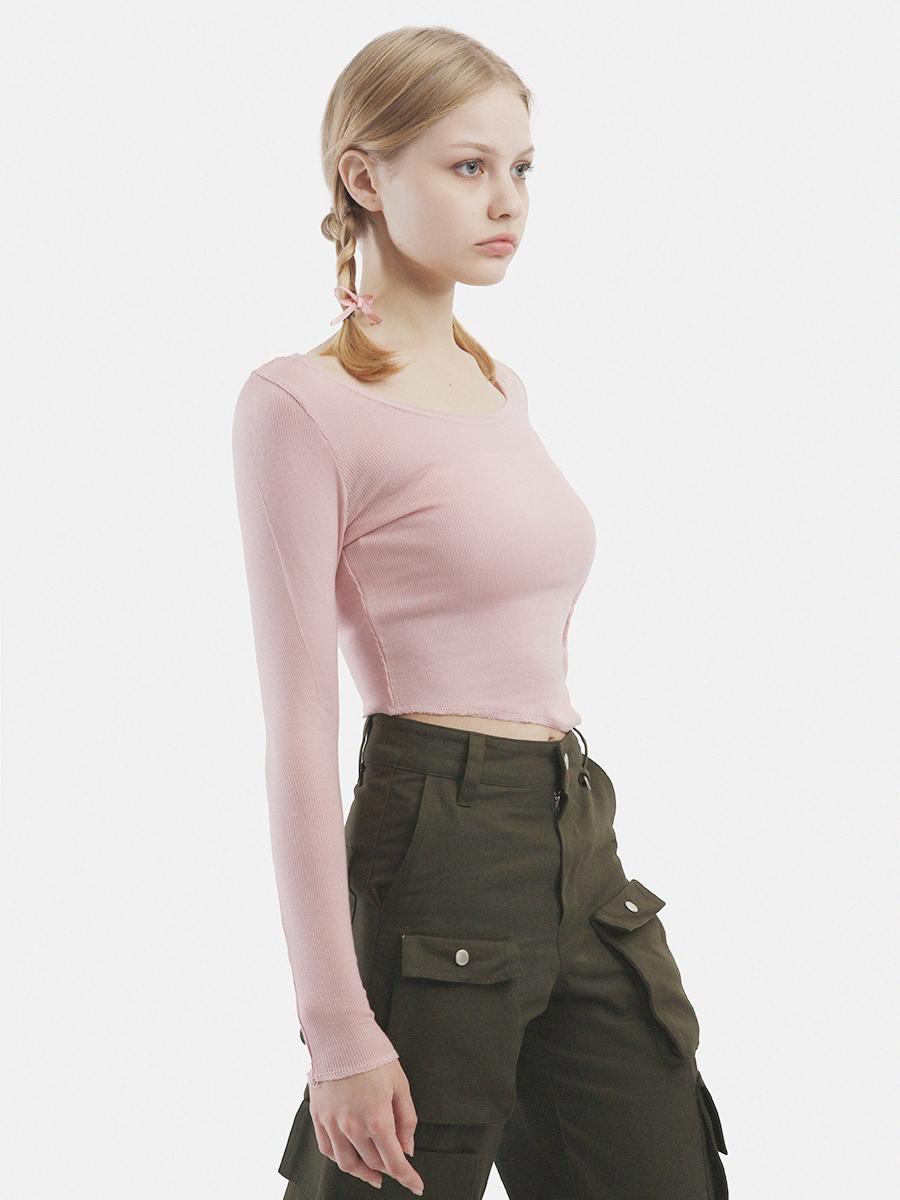 Crop line T-shirt (pink)