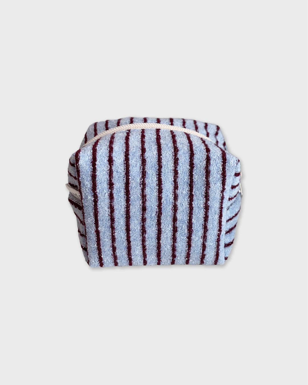 Stripe terry pouch (blue-burgundy)