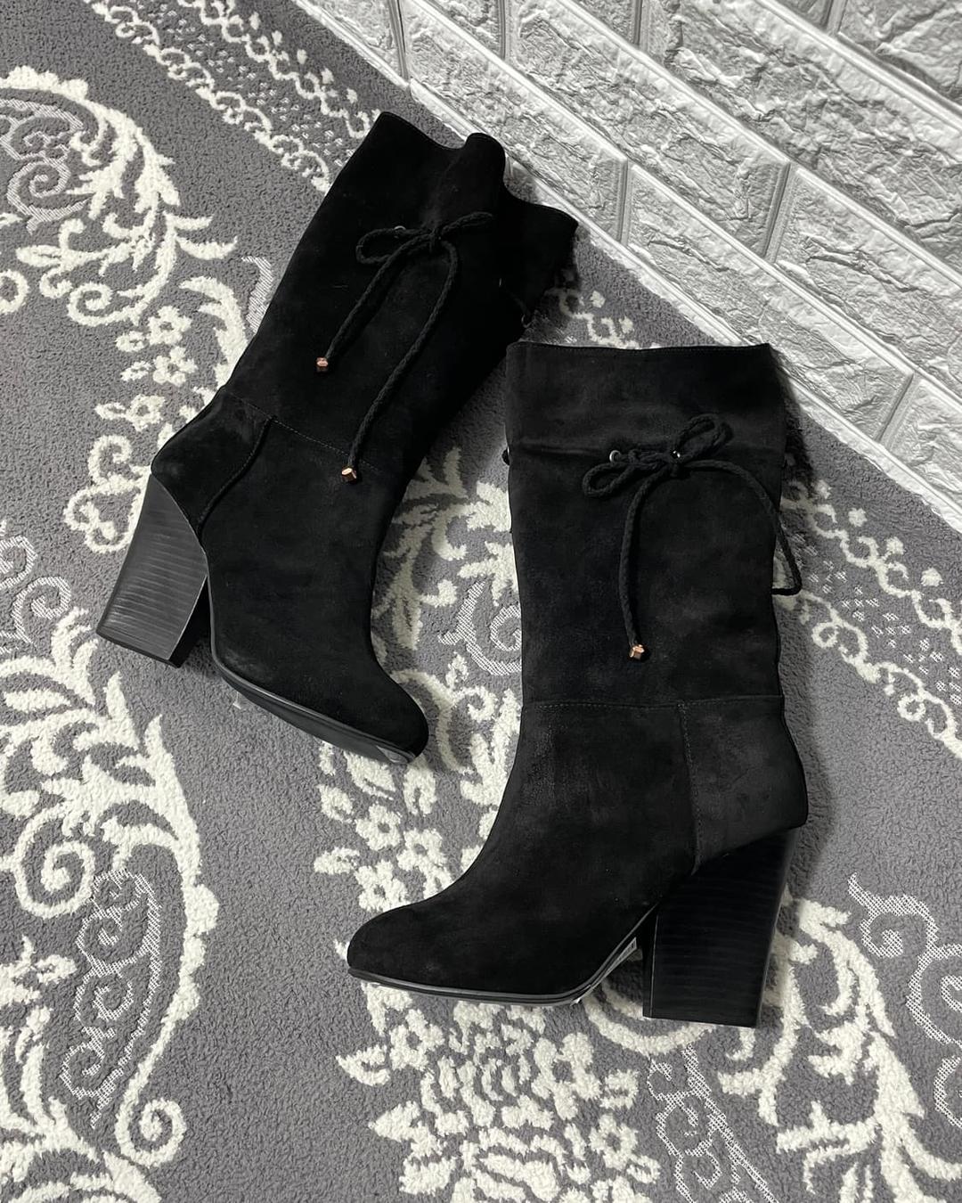 랑방 블랙 스웨이드 롱 부츠 | 후루츠패밀리