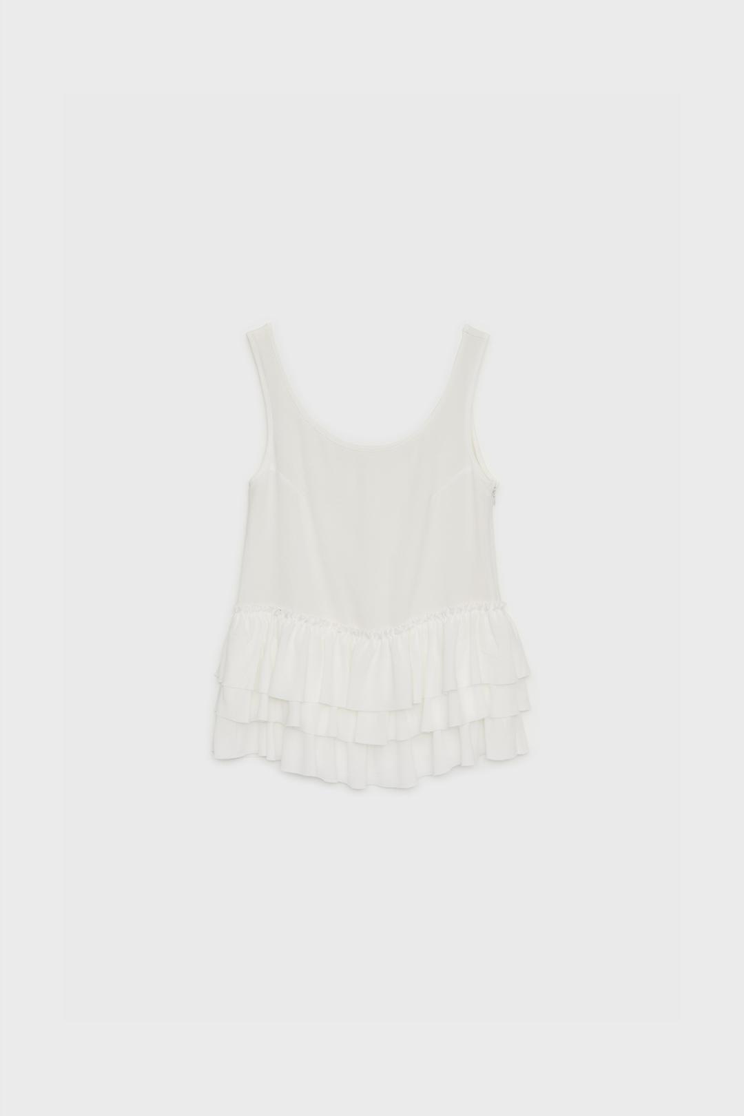 FRILL SLEEVELESS TOP (WHITE)