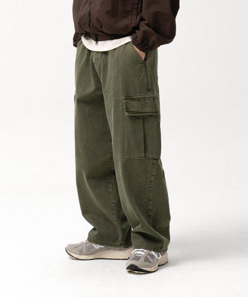 가먼트 다잉 카고 데님 팬츠 (KHAKI)