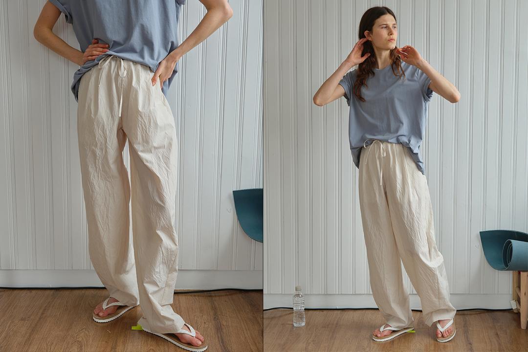 Crinkle string pants(cream)
